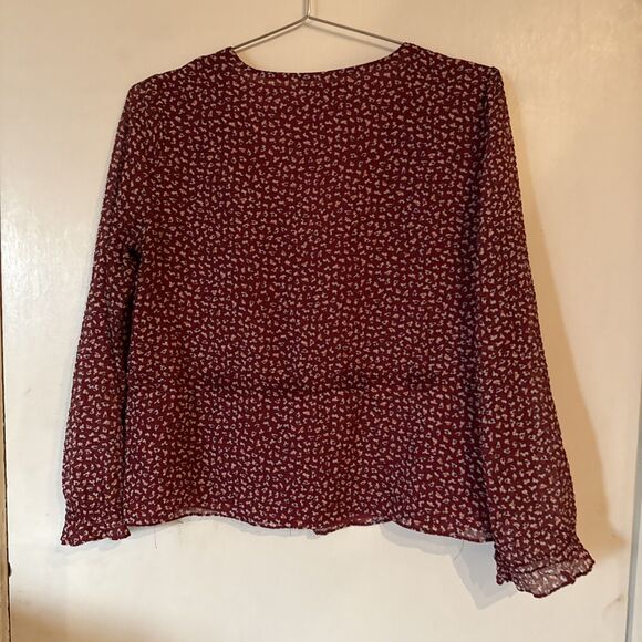 Madewell Overture Red Ditsy Flower Balloon Sleeve Top Romantic Preppy | Sz Smal - Picture 5 of 10